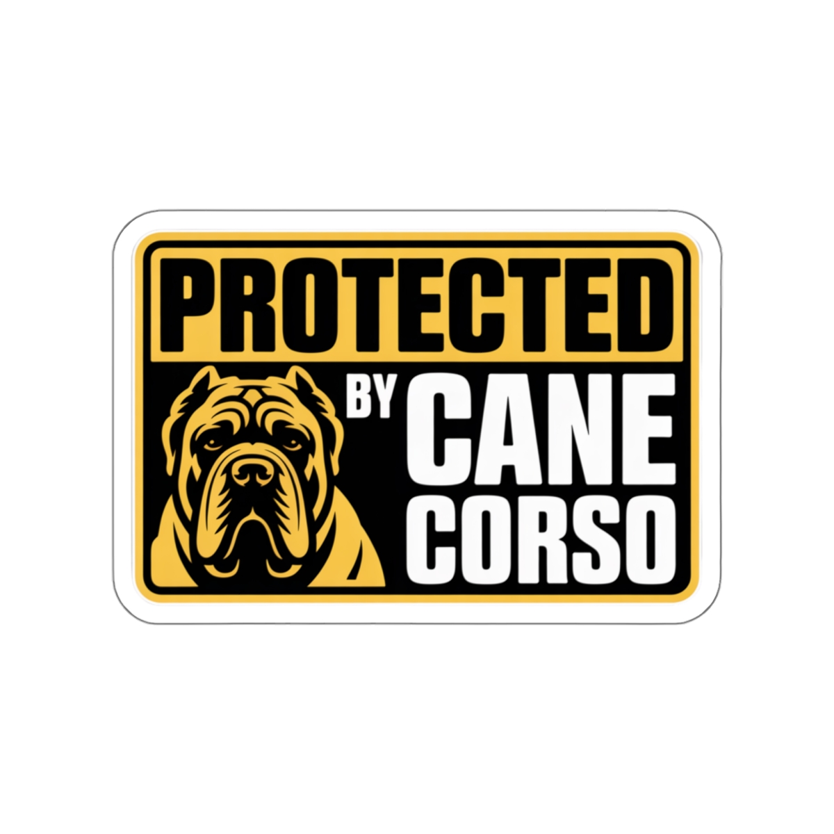 Protected by Cane Corso Sticker | Dog Warning Die-Cut