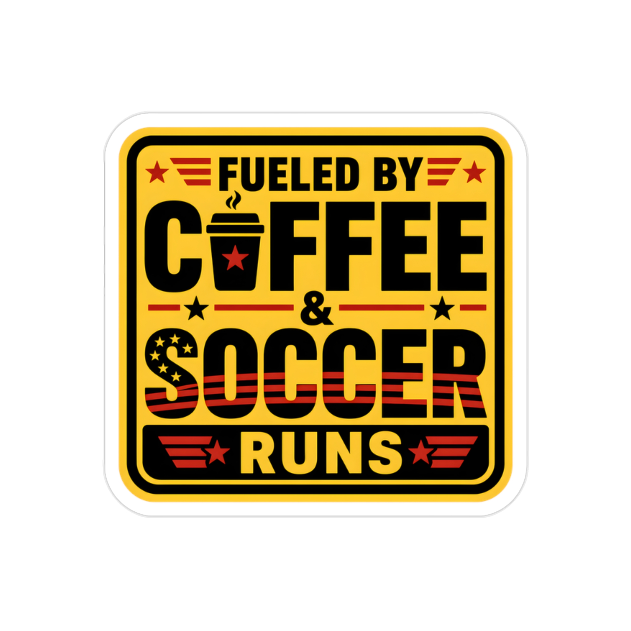 Fueled By Coffee And Soccer Runs Sticker, Soccer Mom Car Decal, Funny Sports Parent Sticker