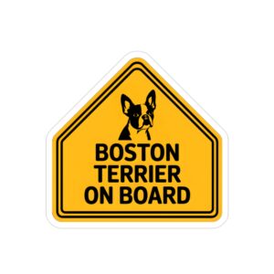Boston Terrier On Board Sticker, Dog Car Decal, Cute Dog Warning Sign, Pet Safety Sticker, Waterproof Outdoor Vinyl, Dog Lover Gift