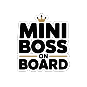 Mini Boss On Board Car Decal Cute Baby Car Sticker Modern Toddler Window Sign Waterproof Vinyl UV Protected