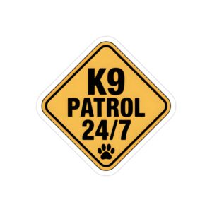 K9 Patrol 24/7 Sticker, Funny Guard Dog Warning Decal, German Shepherd Security Car Window Sticker