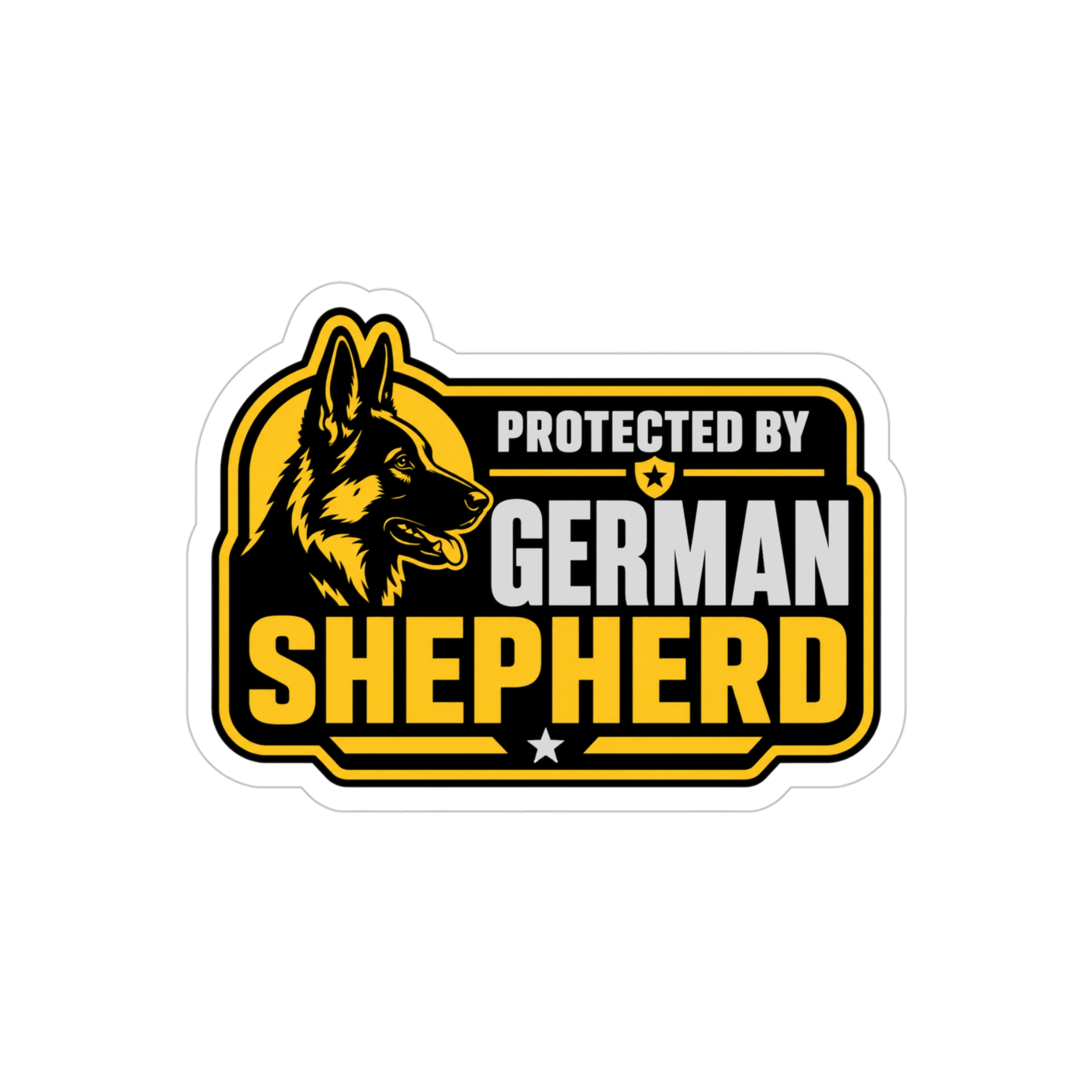 Protected by German Shepherd Sticker | Die-Cut Transparent Outdoor - Image 7