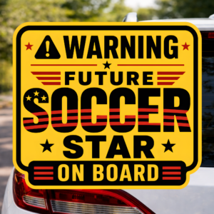 Future Soccer Star On Board Sticker, Soccer Kid Car Decal, Warning Baby On Board Sports Sticker