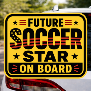 Future Soccer Star On Board Sticker, Soccer Baby Car Decal, Kids Sports Window Sticker