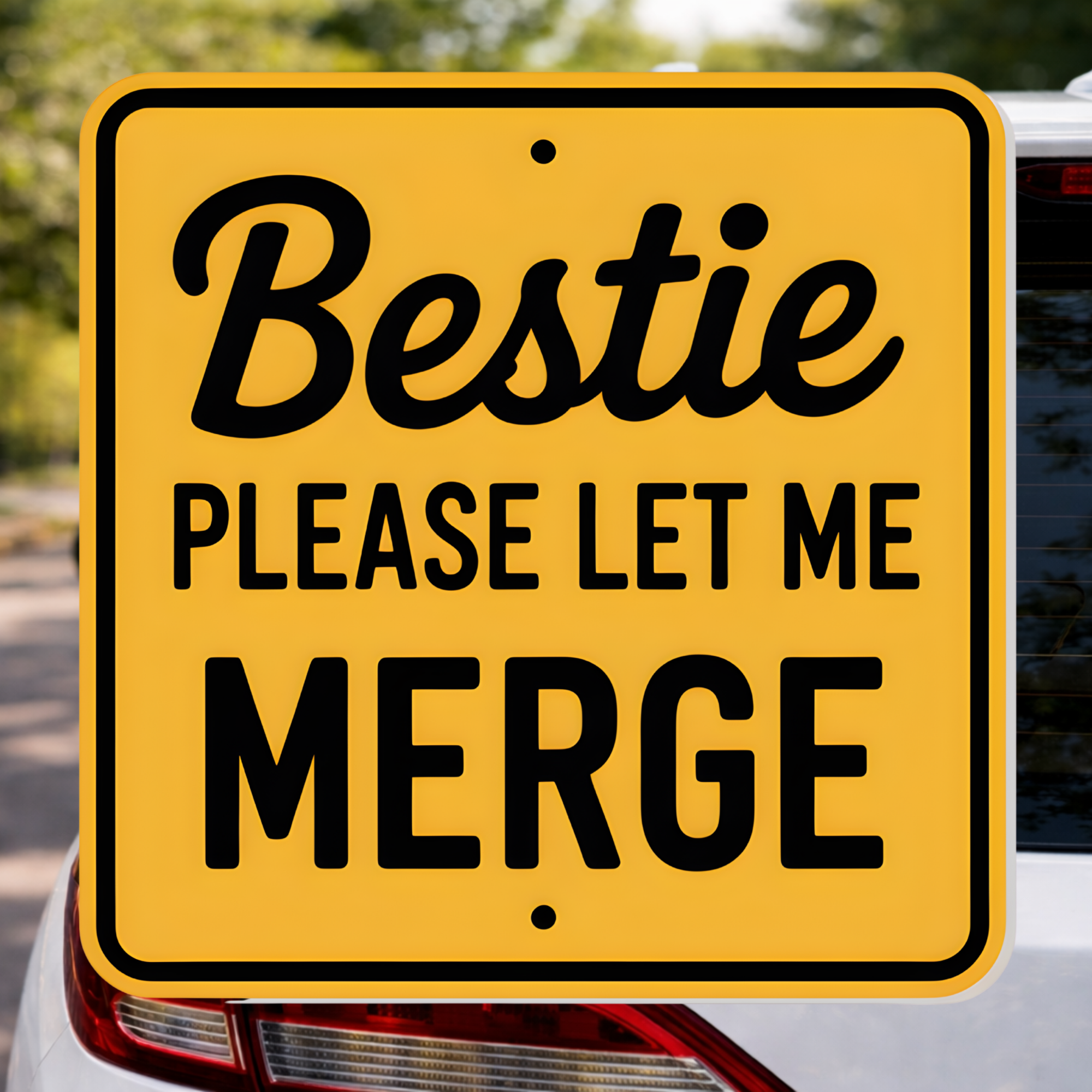 Bestie Please Let Me Merge Decal Funny Nervous Driver Sticker Cute Car Window Vinyl
