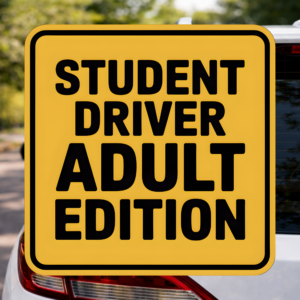 Student Driver Adult Edition Decal, Funny New Driver Sticker, Adulting Car Decal, Nervous Driver Warning Vinyl, Let Me Merge Humor Sticker