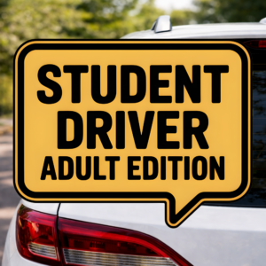 Student Driver Adult Edition Decal, Funny Driver Warning Sticker, Nervous Driver Humor Sign, Beginner Driver Car Window Vinyl