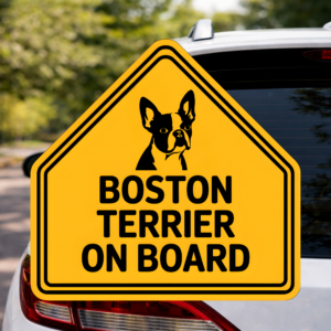 Boston Terrier On Board Sticker, Dog Car Decal, Cute Dog Warning Sign, Pet Safety Sticker, Waterproof Outdoor Vinyl, Dog Lover Gift