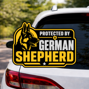 Protected by German Shepherd Sticker | Die-Cut Transparent Outdoor