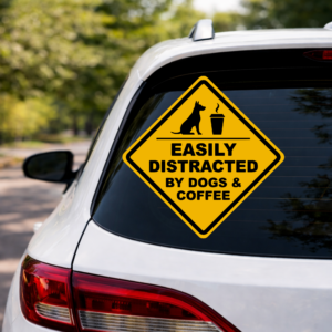 Easily Distracted by Dogs & Coffee Sticker | Die-Cut Outdoor Vinyl