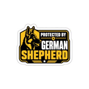 Protected by German Shepherd Sticker | Die-Cut Pet Decal, Police Badge Style