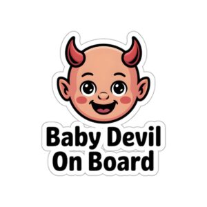 Little Devil On Board Car Sticker, Funny Baby Car Decal, Cute Devil Baby Sticker, Funny Car Window Decal, Family Car Humor Sticker