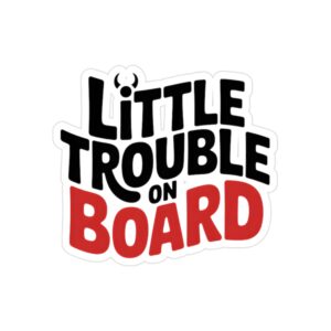 Little Trouble On Board Car Sticker, Funny Car Window Decal, Cute Devil Baby Car Decal, Unique Car Decor