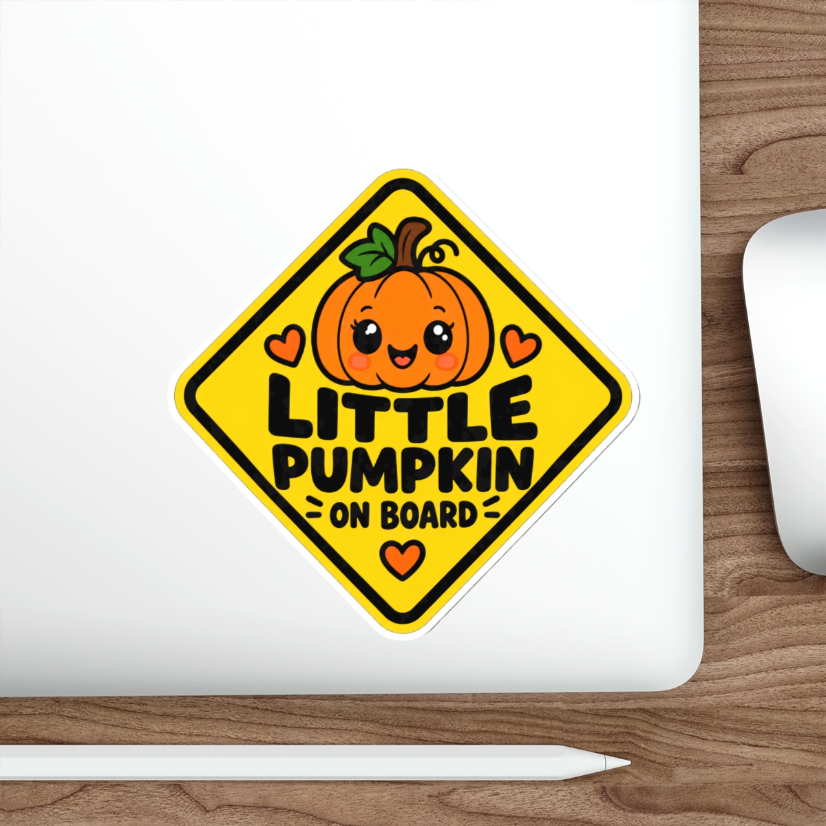 Little Pumpkin On Board Die-Cut Sticker | Halloween Fall Pumpkin Sign - Image 7