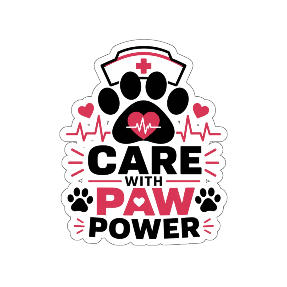 Care With Paw Power sticker | Die-Cut Sticker - Image 7