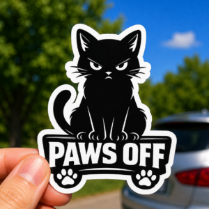 Paws Off Car Decal, Funny Black Cat Vinyl Sticker, Grumpy Cat Window Decal, Cat Lover Bumper Sticker, Sarcastic Car Accessories Gift