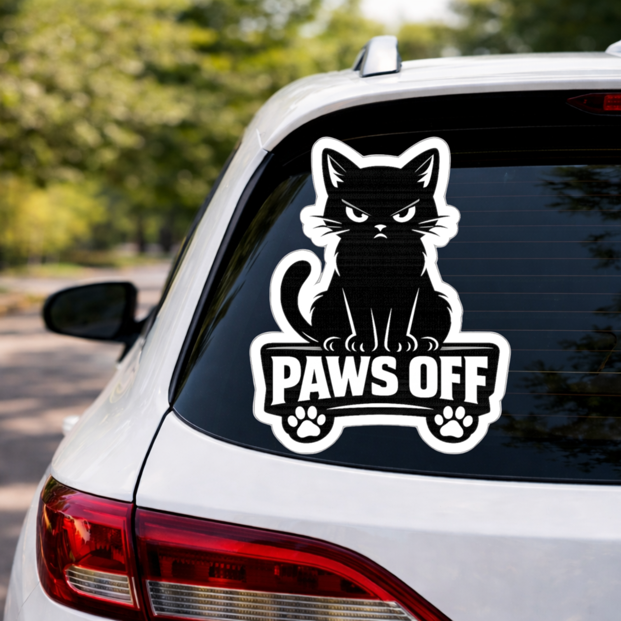 Paws Off Car Decal, Funny Black Cat Vinyl Sticker, Grumpy Cat Window Decal, Cat Lover Bumper Sticker, Sarcastic Car Accessories Gift - Image 2