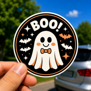 Cute Ghost BOO Sticker | Halloween Die-Cut Sticker