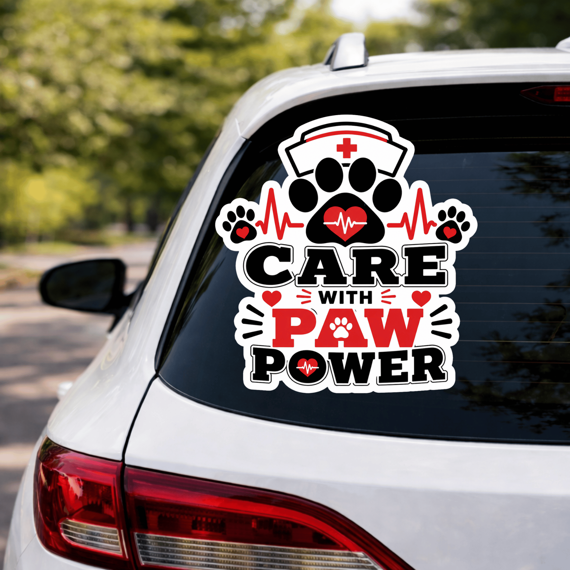 Care With Paw Power sticker | Die-Cut Sticker - Image 2