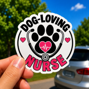 Dog-Loving Nurse sticker | Die-Cut Sticker, Paw Print Stethoscope