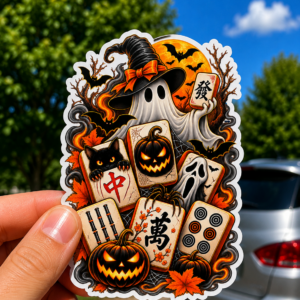 Halloween Mahjong Sticker | Ghosts, Jack-o'-Lanterns, Spooky Tiles