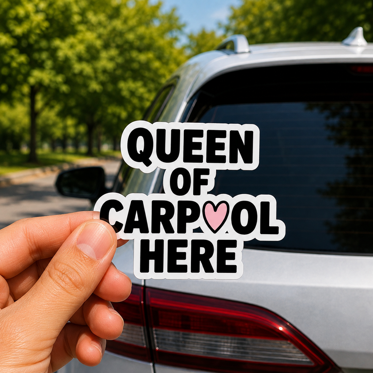 Queen of Carpool Here Sticker | Die-Cut Mom Carpool Decal