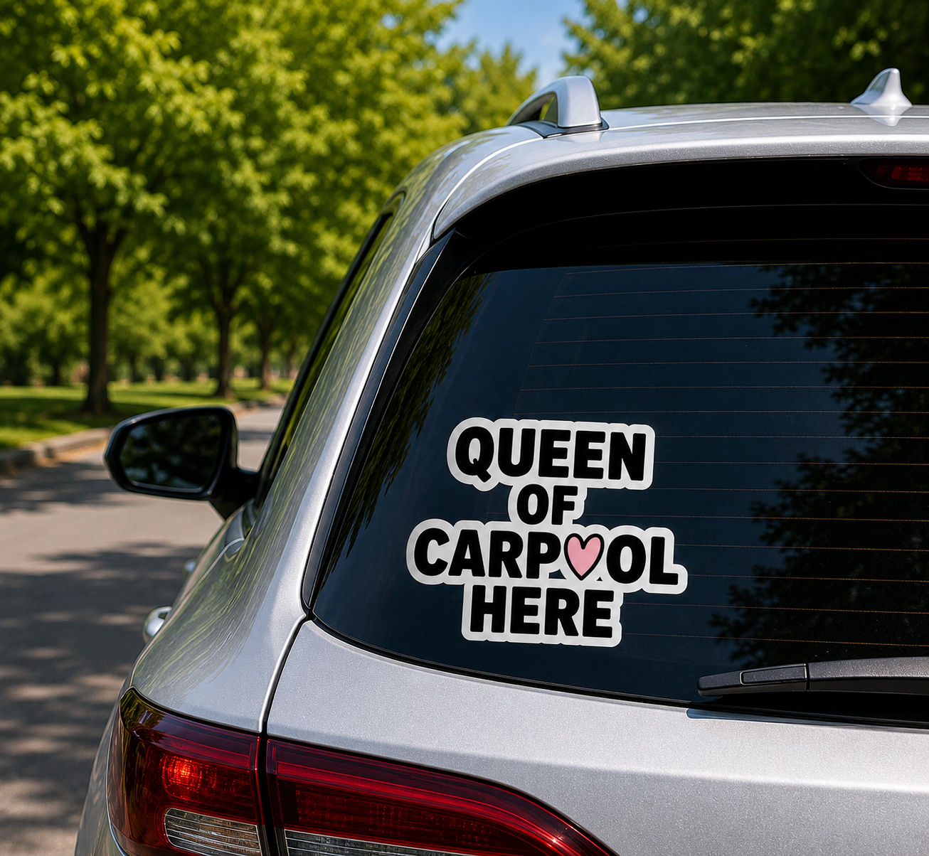 Queen of Carpool Here Sticker | Die-Cut Mom Carpool Decal - Image 2