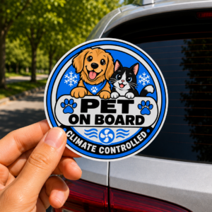 Pet On Board sticker Die-Cut Sticker | Climate Controlled, Dog and Cat
