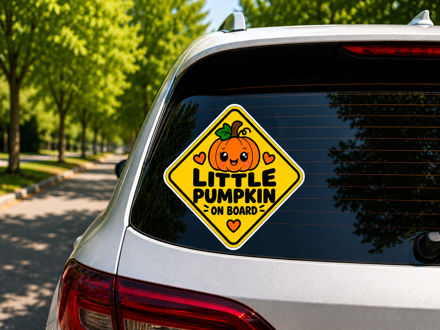 Little Pumpkin On Board Die-Cut Sticker | Halloween Fall Pumpkin Sign - Image 2