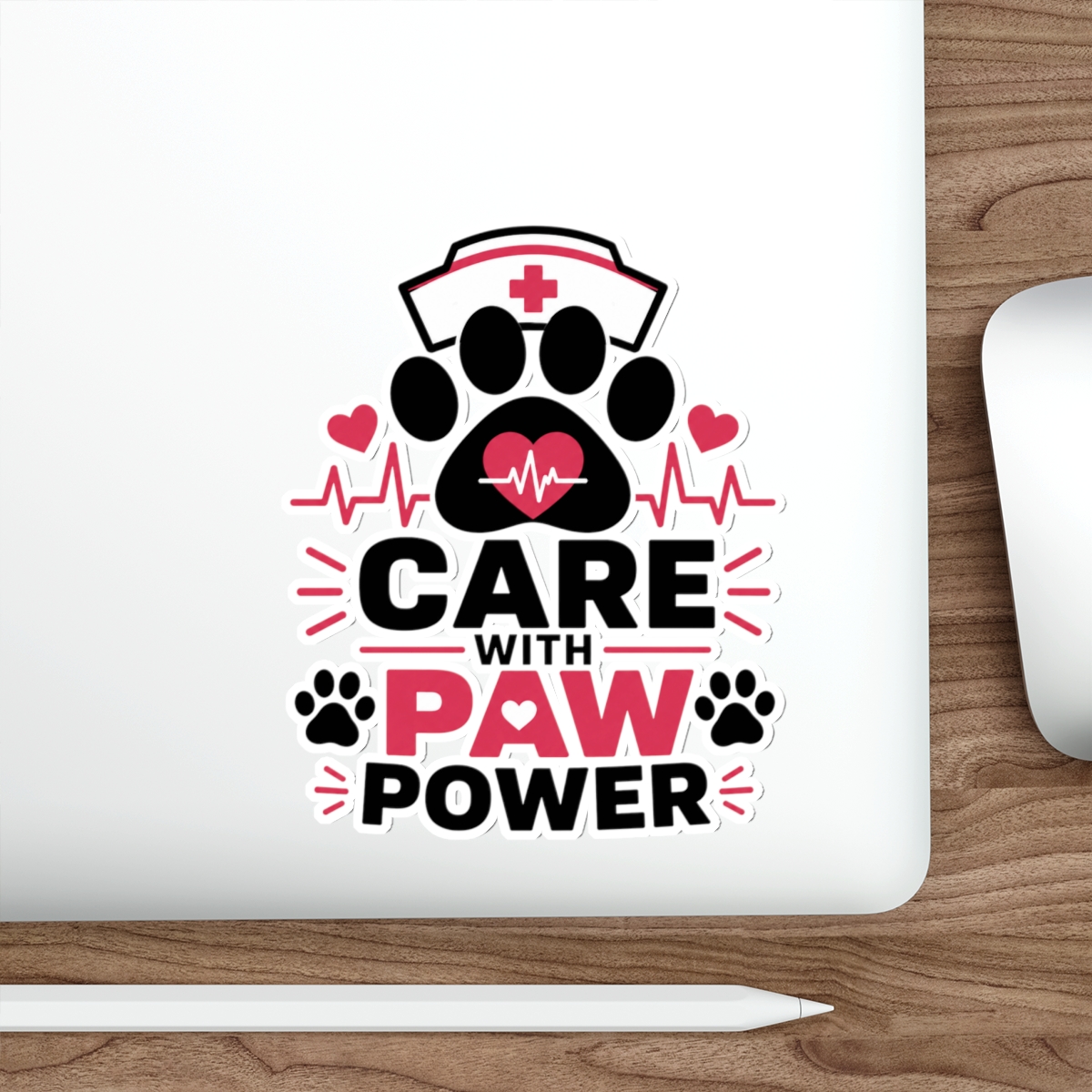 Care With Paw Power sticker | Die-Cut Sticker - Image 5
