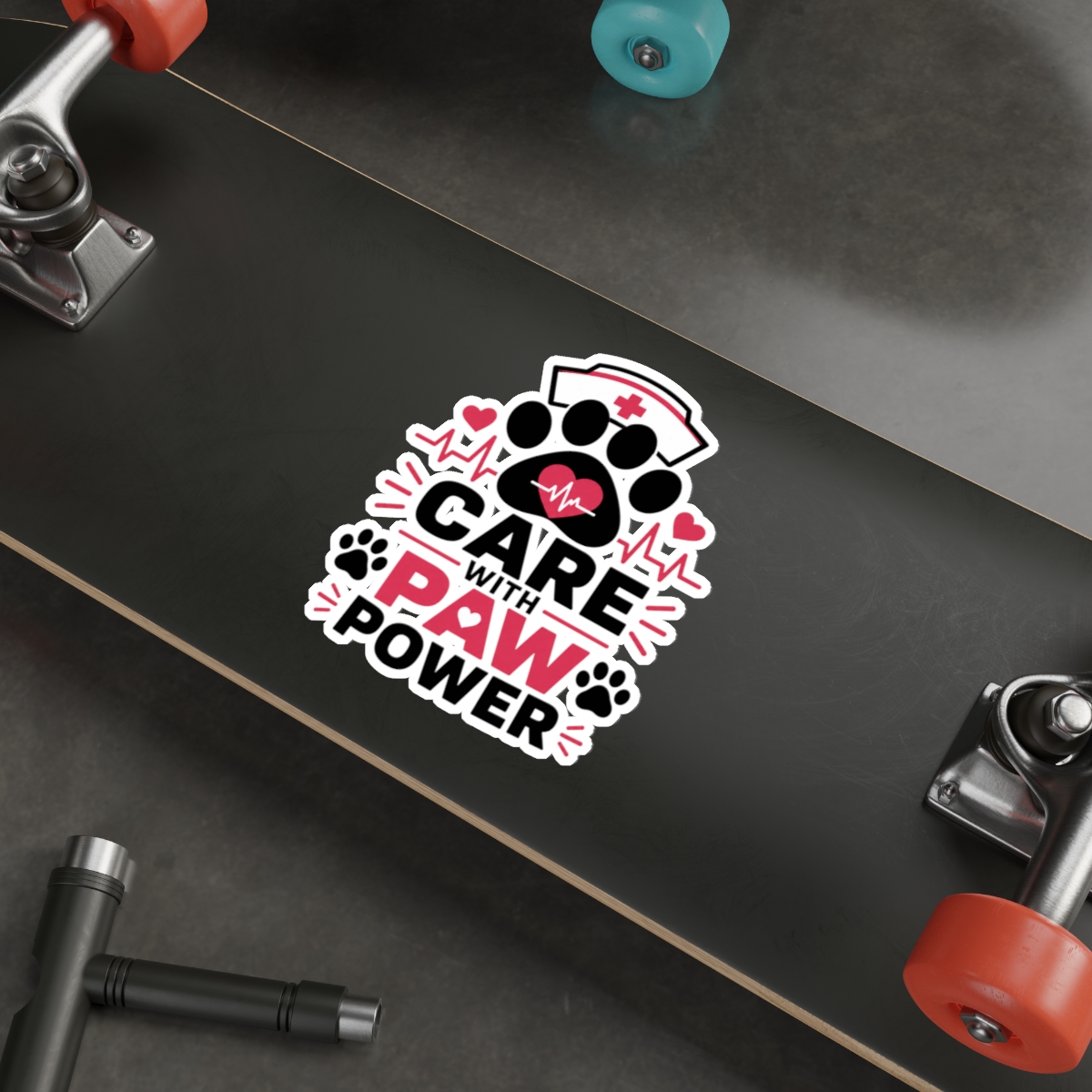 Care With Paw Power sticker | Die-Cut Sticker - Image 6