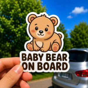 Baby Bear On Board car decal mockup