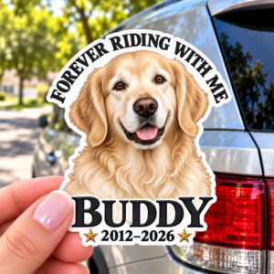 Custom Dog Memorial Car Decal From Photo, Personalized Pet Remembrance Sticker With Name and Dates, Dog Loss Gift