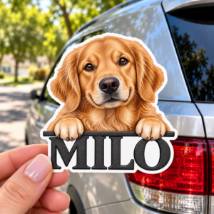 Custom Dog Sticker From Photo, Personalized Peeking Dog Car Decal With Name, Pet Portrait Window Sticker, Dog Lover Gift